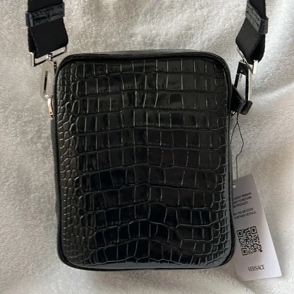 Versace croc effect leather Medusa biggie logo monogram crossbody bag NEW - Picture 8 of 10